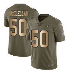 Men's Nike Baltimore Ravens #50 Albert McClellan Limited Olive/Gold Salute to Service NFL Jersey