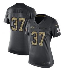Women's Nike Baltimore Ravens #37 Javorius Allen Limited Black 2016 Salute to Service NFL Jersey