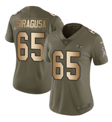 Women's Nike Baltimore Ravens #65 Nico Siragusa Limited Olive/Gold Salute to Service NFL Jersey