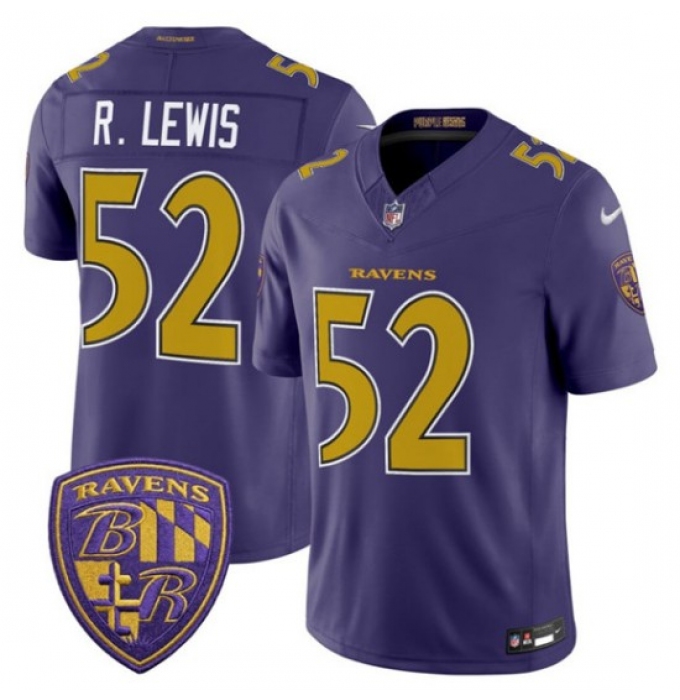 Men's Baltimore Ravens #52 Ray Lewis Purple 2026 F.U.S.E. Alternate Vapor Limited Football Stitched Jersey