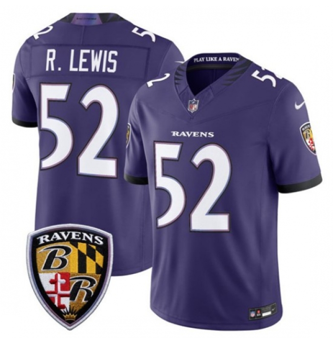 Men's Baltimore Ravens #52 Ray Lewis Purple 2026 F.U.S.E Vapor Limited Football Stitched Jersey