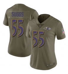 Women's Nike Baltimore Ravens #55 Terrell Suggs Limited Olive 2017 Salute to Service NFL Jersey