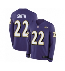 Men's Nike Baltimore Ravens #22 Jimmy Smith Limited Purple Therma Long Sleeve NFL Jersey