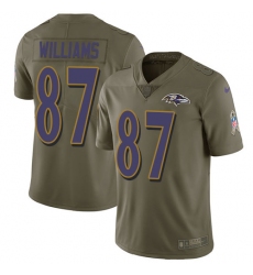 Men's Nike Baltimore Ravens #87 Maxx Williams Limited Olive 2017 Salute to Service NFL Jersey