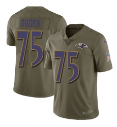 Youth Nike Baltimore Ravens #75 Jonathan Ogden Limited Olive 2017 Salute to Service NFL Jersey