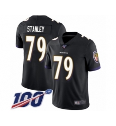 Men's Baltimore Ravens #79 Ronnie Stanley Black Alternate Vapor Untouchable Limited Player 100th Season Football Jersey