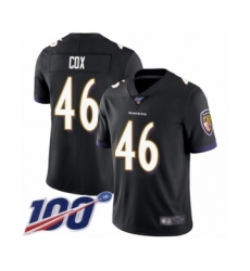 Men's Baltimore Ravens #46 Morgan Cox Black Alternate Vapor Untouchable Limited Player 100th Season Football Jersey
