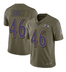 Youth Nike Baltimore Ravens #46 Morgan Cox Limited Olive 2017 Salute to Service NFL Jersey