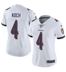 Women's Nike Baltimore Ravens #4 Sam Koch White Vapor Untouchable Limited Player NFL Jersey