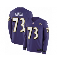 Youth Nike Baltimore Ravens #73 Marshal Yanda Limited Purple Therma Long Sleeve NFL Jersey