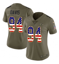 Women's Nike Baltimore Ravens #94 Carl Davis Limited Olive/USA Flag Salute to Service NFL Jersey