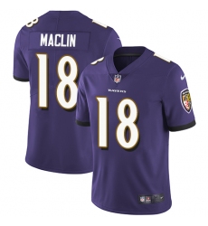 Youth Nike Baltimore Ravens #18 Jeremy Maclin Purple Team Color Vapor Untouchable Limited Player NFL Jersey