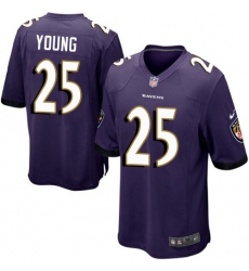 Men's Nike Baltimore Ravens #25 Tavon Young Game Purple Team Color NFL Jersey