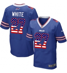 Men's Nike Buffalo Bills #27 Tre'Davious White Elite Royal Blue Home USA Flag Fashion NFL Jersey