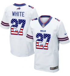 Men's Nike Buffalo Bills #27 Tre'Davious White Elite White Road USA Flag Fashion NFL Jersey
