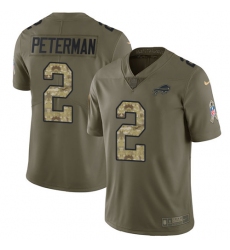 Men's Nike Buffalo Bills #2 Nathan Peterman Limited Olive/Camo 2017 Salute to Service NFL Jersey