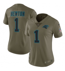Women's Nike Carolina Panthers #1 Cam Newton Limited Olive 2017 Salute to Service NFL Jersey