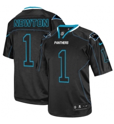 Youth Nike Carolina Panthers #1 Cam Newton Elite Lights Out Black NFL Jersey
