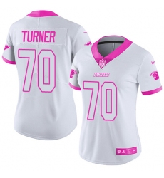 Women's Nike Carolina Panthers #70 Trai Turner Limited White/Pink Rush Fashion NFL Jersey