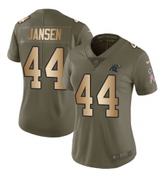 Women's Nike Carolina Panthers #44 J.J. Jansen Limited Olive/Gold 2017 Salute to Service NFL Jersey