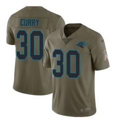 Youth Nike Carolina Panthers #30 Stephen Curry Limited Olive 2017 Salute to Service NFL Jersey