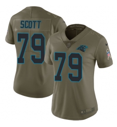 Women's Nike Carolina Panthers #79 Chris Scott Limited Olive 2017 Salute to Service NFL Jersey