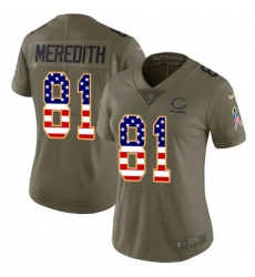 Women's Nike Chicago Bears #81 Cameron Meredith Limited Olive/USA Flag Salute to Service NFL Jersey