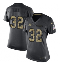 Women's Nike Cincinnati Bengals #32 Jeremy Hill Limited Black 2016 Salute to Service NFL Jersey