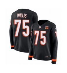 Women's Nike Cincinnati Bengals #75 Jordan Willis Limited Black Therma Long Sleeve NFL Jersey