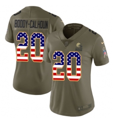 Women's Nike Cleveland Browns #20 Briean Boddy-Calhoun Limited Olive/USA Flag 2017 Salute to Service NFL Jersey