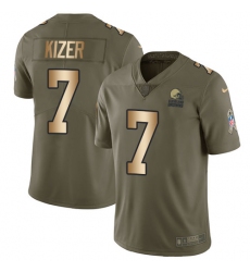 Youth Nike Cleveland Browns #7 DeShone Kizer Limited Olive/Gold 2017 Salute to Service NFL Jersey