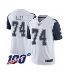 Men's Dallas Cowboys #74 Bob Lilly Limited White Rush Vapor Untouchable 100th Season Football Jersey