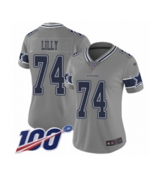 Women's Dallas Cowboys #74 Bob Lilly Limited Gray Inverted Legend 100th Season Football Jersey