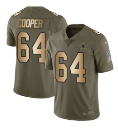 Youth Nike Dallas Cowboys #64 Jonathan Cooper Limited Olive/Gold 2017 Salute to Service NFL Jersey