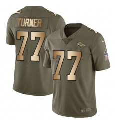 Youth Nike Denver Broncos #77 Billy Turner Limited Olive/Gold 2017 Salute to Service NFL Jersey