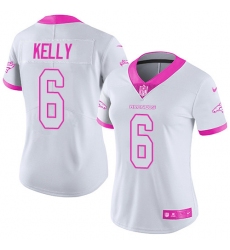 Women's Nike Denver Broncos #6 Chad Kelly Limited White/Pink Rush Fashion NFL Jersey