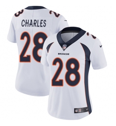 Women's Nike Denver Broncos #28 Jamaal Charles White Vapor Untouchable Limited Player NFL Jersey