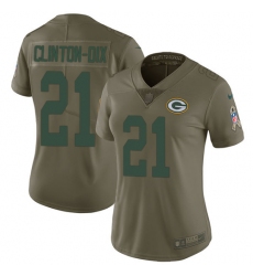 Women's Nike Green Bay Packers #21 Ha Ha Clinton-Dix Limited Olive 2017 Salute to Service NFL Jersey
