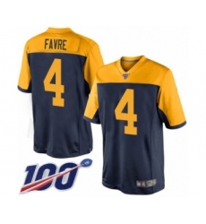 Men's Green Bay Packers #4 Brett Favre Limited Navy Blue Alternate 100th Season Football Jersey