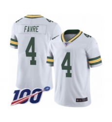 Men's Green Bay Packers #4 Brett Favre White Vapor Untouchable Limited Player 100th Season Football Jersey