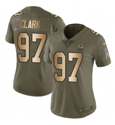 Women's Nike Green Bay Packers #97 Kenny Clark Limited Olive/Gold 2017 Salute to Service NFL Jersey
