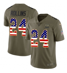 Youth Nike Green Bay Packers #24 Quinten Rollins Limited Olive/USA Flag 2017 Salute to Service NFL Jersey