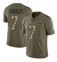 Men's Nike Green Bay Packers #7 Brett Hundley Limited Olive/Camo 2017 Salute to Service NFL Jersey