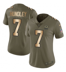 Women's Nike Green Bay Packers #7 Brett Hundley Limited Olive/Gold 2017 Salute to Service NFL Jersey