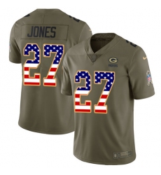 Youth Nike Green Bay Packers #27 Josh Jones Limited Olive/USA Flag 2017 Salute to Service NFL Jersey