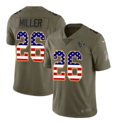 Youth Nike Houston Texans #26 Lamar Miller Limited Olive/USA Flag 2017 Salute to Service NFL Jersey