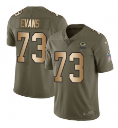 Men's Nike Green Bay Packers #73 Jahri Evans Limited Olive/Gold 2017 Salute to Service NFL Jersey