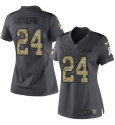 Women's Nike Houston Texans #24 Johnathan Joseph Limited Black 2016 Salute to Service NFL Jersey
