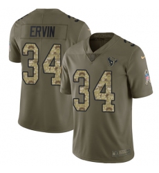 Youth Nike Houston Texans #34 Tyler Ervin Limited Olive/Camo 2017 Salute to Service NFL Jersey