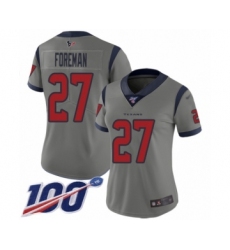Women's Houston Texans #27 D'Onta Foreman Limited Gray Inverted Legend 100th Season Football Jersey